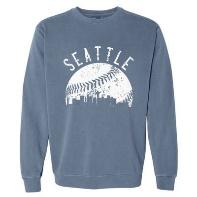 Vintage Seattle Washington Skyline Apparel Garment-Dyed Sweatshirt