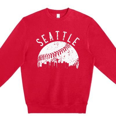 Vintage Seattle Washington Skyline Apparel Premium Crewneck Sweatshirt