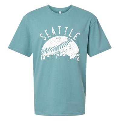 Vintage Seattle Washington Skyline Apparel Sueded Cloud Jersey T-Shirt