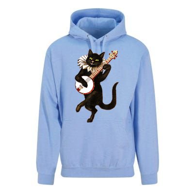 Vintage Silly Weird Cat Playing Banjo Country Cat Lover Gift TShirt Unisex Surf Hoodie