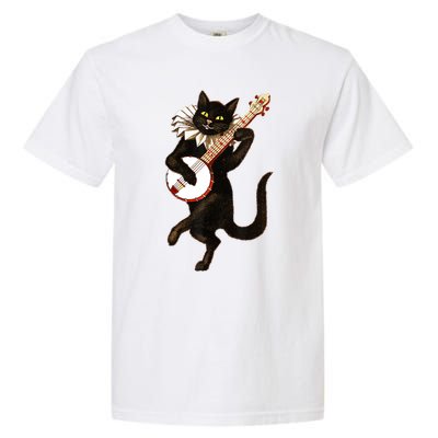 Vintage Silly Weird Cat Playing Banjo Country Cat Lover Gift TShirt Garment-Dyed Heavyweight T-Shirt