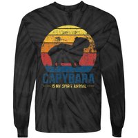 Vintage Style Wildlife Animal Respect The Capybara Tie-Dye Long Sleeve Shirt