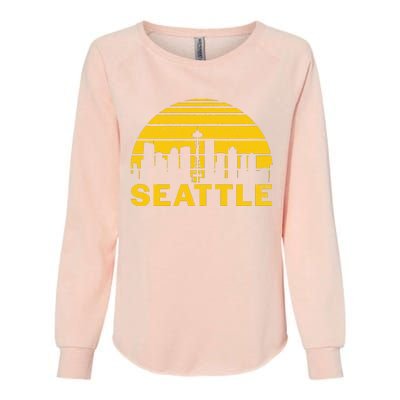 Vintage Seattle Washington Cityscape Retro Womens California Wash Sweatshirt