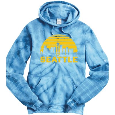 Vintage Seattle Washington Cityscape Retro Tie Dye Hoodie