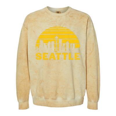 Vintage Seattle Washington Cityscape Retro Colorblast Crewneck Sweatshirt