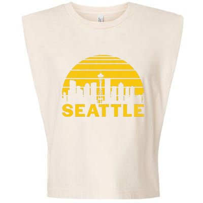 Vintage Seattle Washington Cityscape Retro Garment-Dyed Women's Muscle Tee