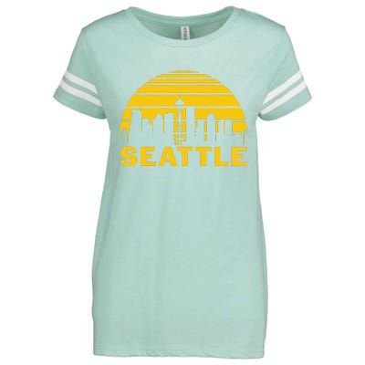 Vintage Seattle Washington Cityscape Retro Enza Ladies Jersey Football T-Shirt