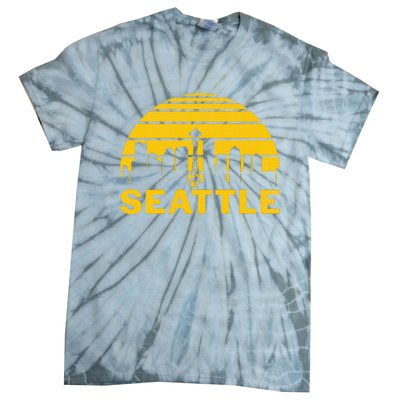 Vintage Seattle Washington Cityscape Retro Tie-Dye T-Shirt