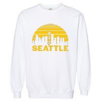 Vintage Seattle Washington Cityscape Retro Garment-Dyed Sweatshirt