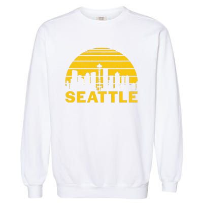 Vintage Seattle Washington Cityscape Retro Garment-Dyed Sweatshirt