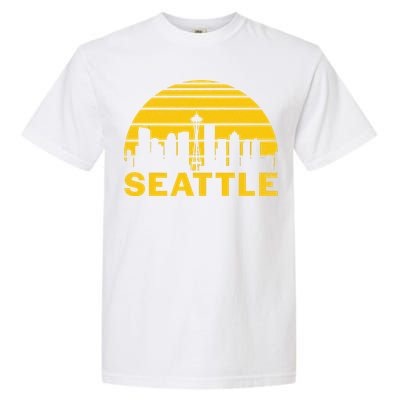 Vintage Seattle Washington Cityscape Retro Garment-Dyed Heavyweight T-Shirt