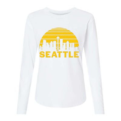 Vintage Seattle Washington Cityscape Retro Womens Cotton Relaxed Long Sleeve T-Shirt