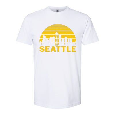 Vintage Seattle Washington Cityscape Retro Softstyle CVC T-Shirt