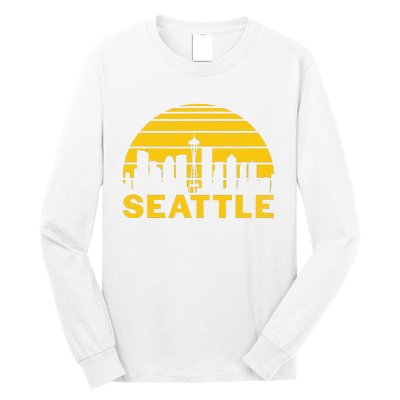 Vintage Seattle Washington Cityscape Retro Long Sleeve Shirt