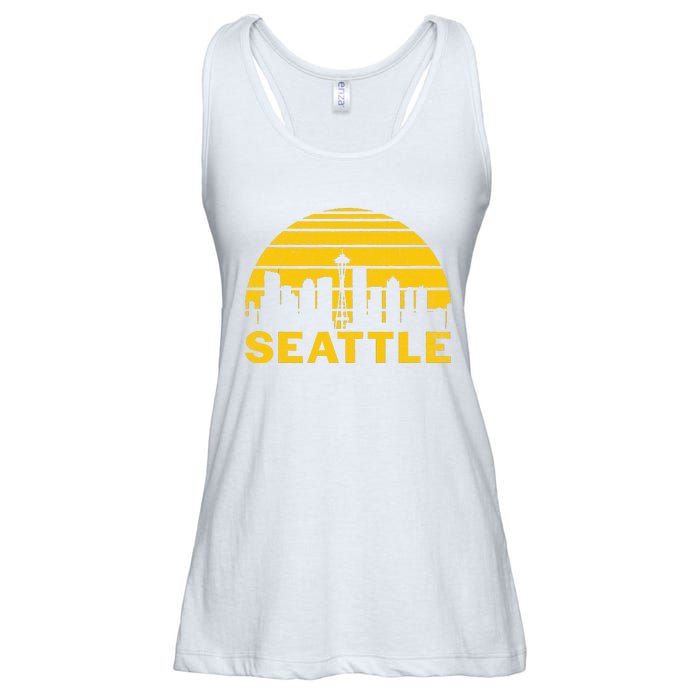 Vintage Seattle Washington Cityscape Retro Ladies Essential Flowy Tank