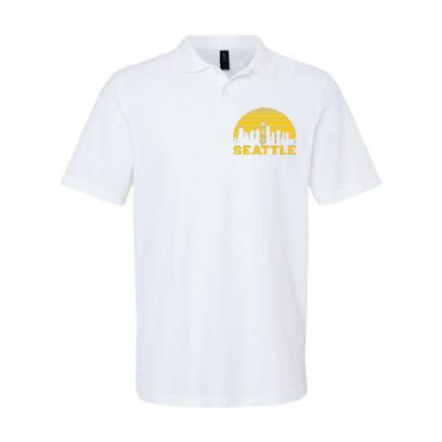 Vintage Seattle Washington Cityscape Retro Softstyle Adult Sport Polo