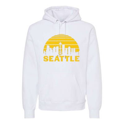 Vintage Seattle Washington Cityscape Retro Premium Hoodie