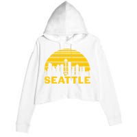 Vintage Seattle Washington Cityscape Retro Crop Fleece Hoodie