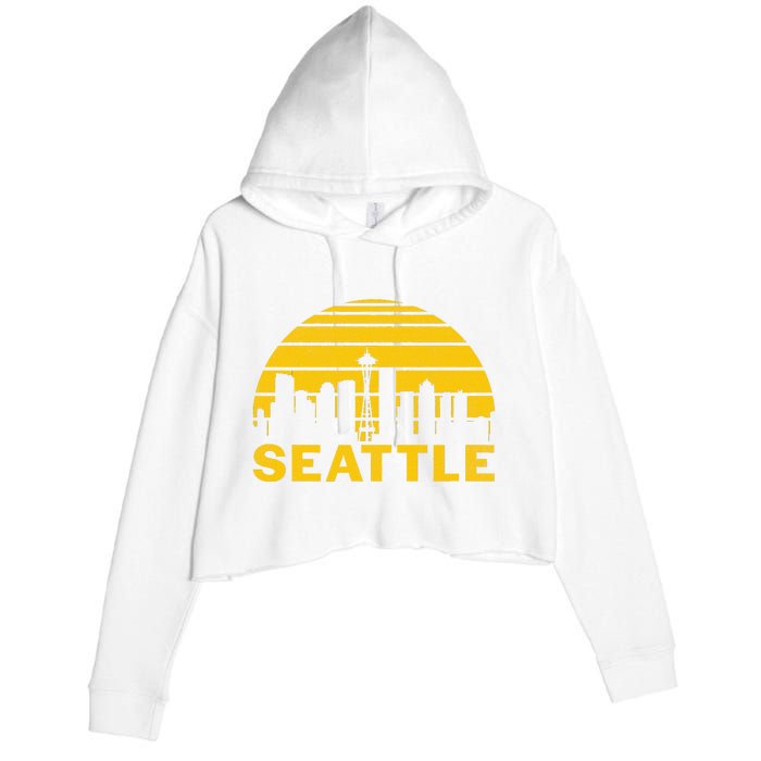 Vintage Seattle Washington Cityscape Retro Crop Fleece Hoodie