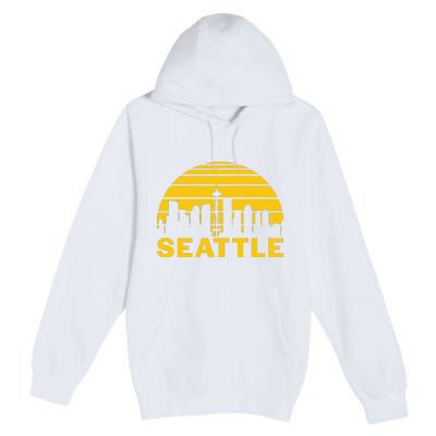 Vintage Seattle Washington Cityscape Retro Premium Pullover Hoodie