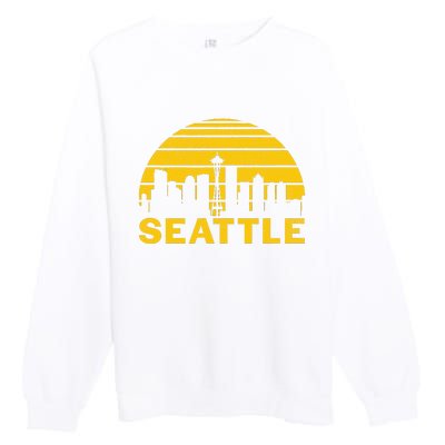 Vintage Seattle Washington Cityscape Retro Premium Crewneck Sweatshirt