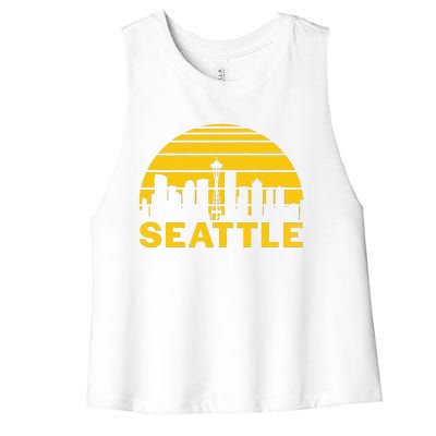 Vintage Seattle Washington Cityscape Retro Women's Racerback Cropped Tank