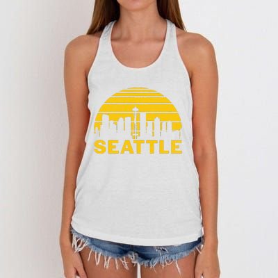 Vintage Seattle Washington Cityscape Retro Women's Knotted Racerback Tank