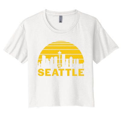 Vintage Seattle Washington Cityscape Retro Women's Crop Top Tee