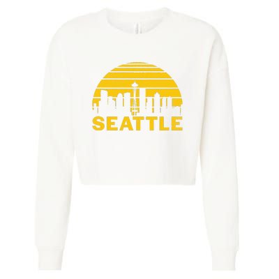 Vintage Seattle Washington Cityscape Retro Cropped Pullover Crew