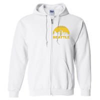 Vintage Seattle Washington Cityscape Retro Full Zip Hoodie