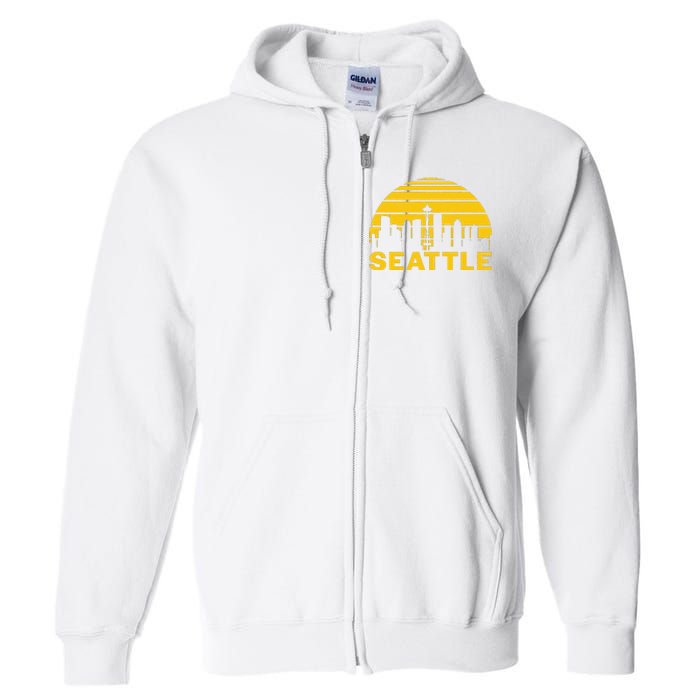 Vintage Seattle Washington Cityscape Retro Full Zip Hoodie