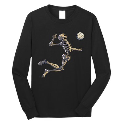 Volleyball Skeleton Women Volleyball Player Halloween Long Sleeve Shirt