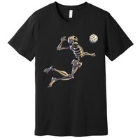 Volleyball Skeleton Women Volleyball Player Halloween Premium T-Shirt