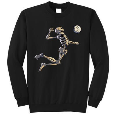 Volleyball Skeleton Women Volleyball Player Halloween Tall Sweatshirt