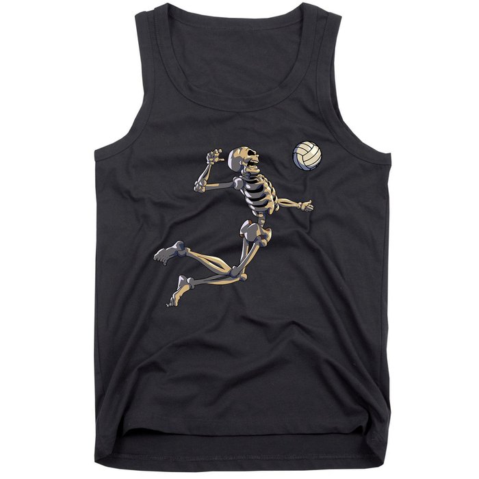 Volleyball Skeleton Women Volleyball Player Halloween Tank Top