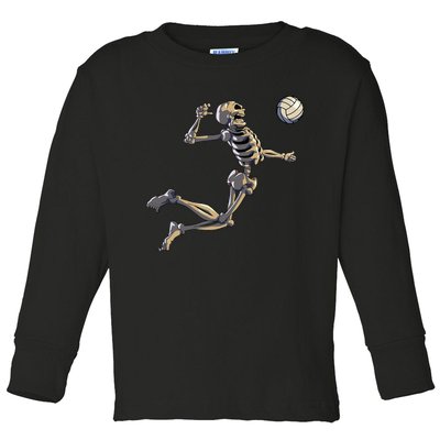 Volleyball Skeleton Women Volleyball Player Halloween Toddler Long Sleeve Shirt