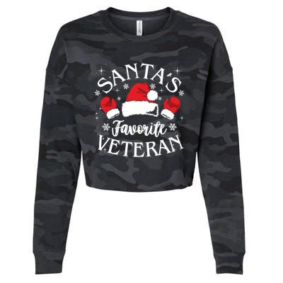 Veteran Santa Xmas Santa's Favorite Veteran Santas Favorite Great Gift Cropped Pullover Crew