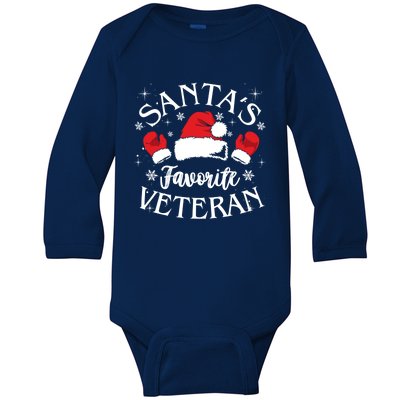 Veteran Santa Xmas Santa's Favorite Veteran Santas Favorite Great Gift Baby Long Sleeve Bodysuit