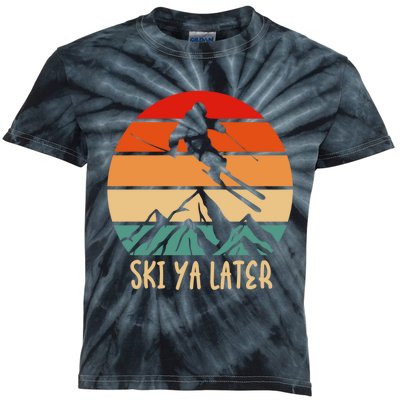 Vintage Ski Ya Later Skiing Lover Gift For Skier Kids Tie-Dye T-Shirt