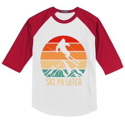 Vintage Ski Ya Later Skiing Lover Gift For Skier Kids Colorblock Raglan Jersey