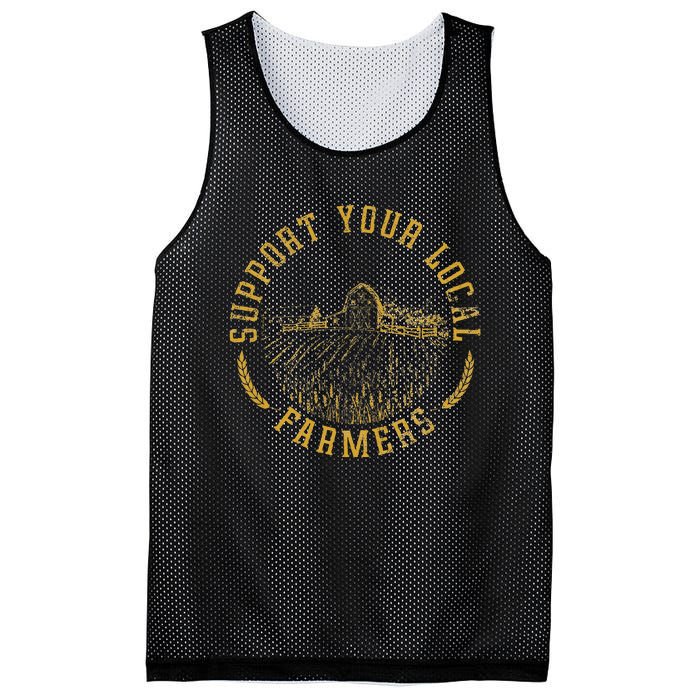 Vintage Support Your Local Farmers Farming Farm Farmer Mesh Reversible Basketball Jersey Tank