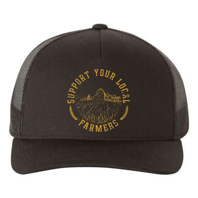 Vintage Support Your Local Farmers Farming Yupoong Adult 5-Panel Trucker Hat