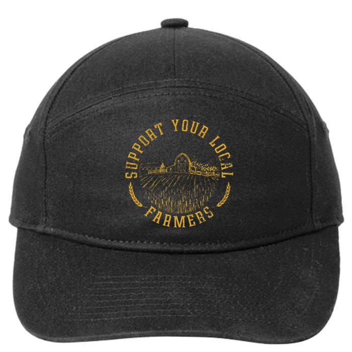 Vintage Support Your Local Farmers Farming 7-Panel Snapback Hat