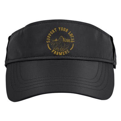 Vintage Support Your Local Farmers Farming Adult Drive Performance Visor