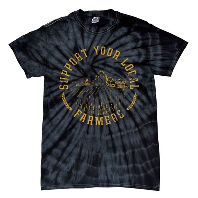 Vintage Support Your Local Farmers Farming Tie-Dye T-Shirt