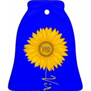 Virgo Sunflower Zodiac Sign Floral Horoscope Gift Ceramic Bell Ornament