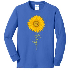 Virgo Sunflower Zodiac Sign Floral Horoscope Gift Kids Long Sleeve Shirt