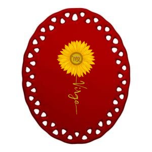 Virgo Sunflower Zodiac Sign Floral Horoscope Gift Ceramic Oval Ornament