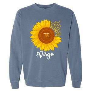 Virgo Sunflower Zodiac Sign Floral Astrology Gift Garment-Dyed Sweatshirt