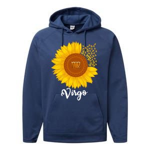 Virgo Sunflower Zodiac Sign Floral Astrology Gift Performance Fleece Hoodie